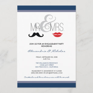 Mr. en mevrouw Engagement Party Invitation (marine Kaart