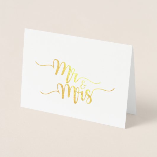 Mr. en mevrouw Etched Gold Foil Wenskaart Folie Kaarten (Voorkant)