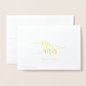 Mr. en mevrouw Etched Gold Foil Wenskaart Folie Kaarten (Met envelop)