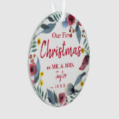 Mr. en mevrouw First KerstFloral Wreath Ornament (voorkant)