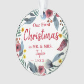 Mr. en mevrouw First KerstFloral Wreath Ornament (voorkant)