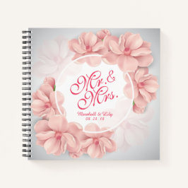 Mr. en mevrouw Floral Waterverf Wedding Guestbook Notitieboek