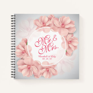 Mr. en mevrouw Floral Waterverf Wedding Guestbook Notitieboek