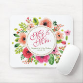 Mr. en mevrouw Floral Waterverf Wedding | Mousepad Muismat (Met muis)