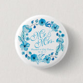 Mr. en mevrouw Floral Waterverf Wedding Pin Button (Voorkant)