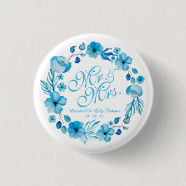 Mr. en mevrouw Floral Waterverf Wedding Pin Button