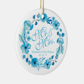 Mr. en mevrouw Floral Waterverf Wedding | Versieri Keramisch Ornament (Rechts)