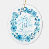 Mr. en mevrouw Floral Waterverf Wedding | Versieri Keramisch Ornament (Links)