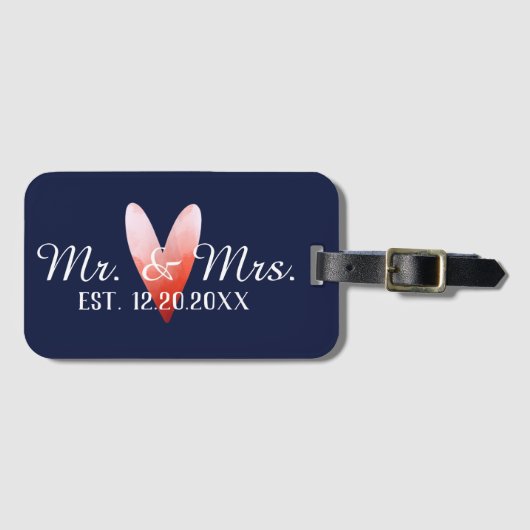 Mr. en mevrouw Gepersonaliseerde Passen getrouwd Bagagelabel (Voorkant (horizontaal))