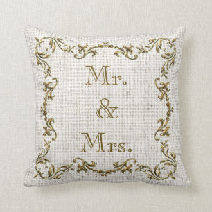 Mr. en mevrouw Gold Border Linen Pillow Kussen
