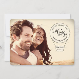 Mr. en mevrouw Hot Air Ballon Ride Couples Holiday Feestdagenkaart