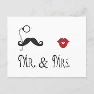 Mr. en mevrouw Mustache & Lips Wedding Invitations Kaart