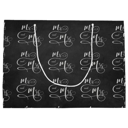 Mr. en mevrouw op het zwarte karton groot cadeauzakje (Achterkant)