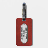 Mr. en mevrouw over rode textuur bagagelabel (Achterkant verticaal)