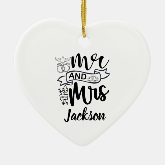 Mr. en mevrouw pasgehuwd ornament  (Voorkant)