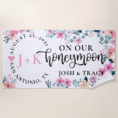 Mr en mevrouw pasgetrouwd, huwelijksreis, geschenk strandlaken (Voorkant)