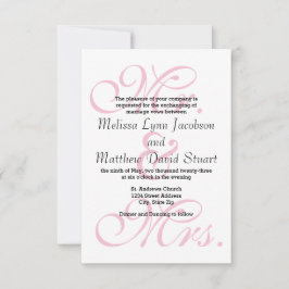 Mr. en mevrouw Pink - 3x5 Wedding Invitation Kaart