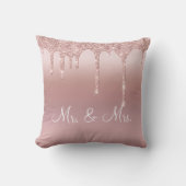 Mr. en mevrouw Pink Glitter Elegant Wedding Kussen (Voorkant)