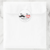 Mr. en mevrouw Retro Mustache Lips Wedding Sticker (Tas)