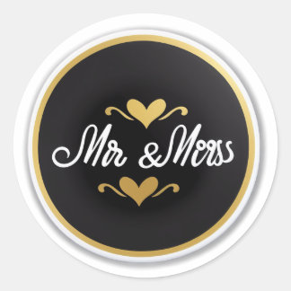 Mr. en mevrouw ronde sticker