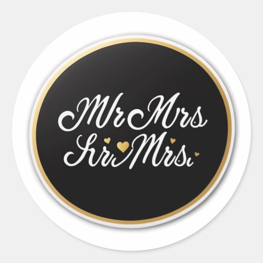 Mr. en mevrouw ronde sticker (Voorkant)