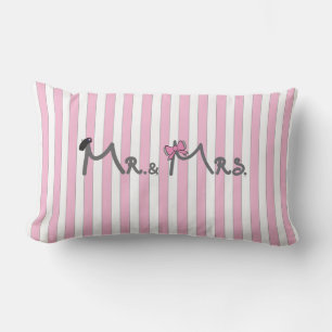 Mr. en mevrouw - roze strepen Pillow bride/groom Kussen