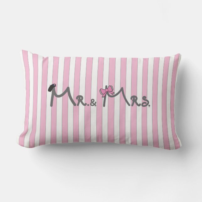 Mr. en mevrouw - roze strepen Pillow bride/groom Kussen (Voorkant)