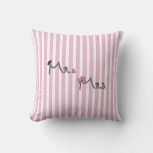 Mr. en mevrouw - roze strepen Pillow bride/groom Kussen