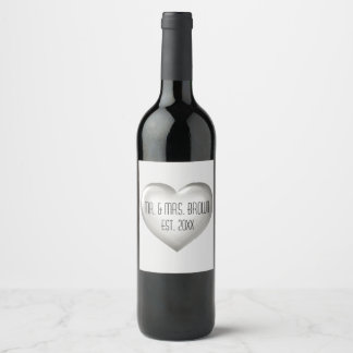 Mr. en mevrouw Silver Jubileum Heart Wine Label Wijn Etiket