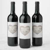 Mr. en mevrouw Silver Jubileum Heart Wine Label Wijn Etiket (Flessen)