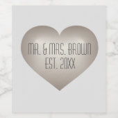 Mr. en mevrouw Silver Jubileum Heart Wine Label Wijn Etiket (Enkel label)