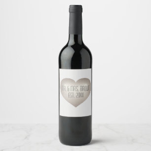 Mr. en mevrouw Silver Jubileum Heart Wine Label Wijn Etiket