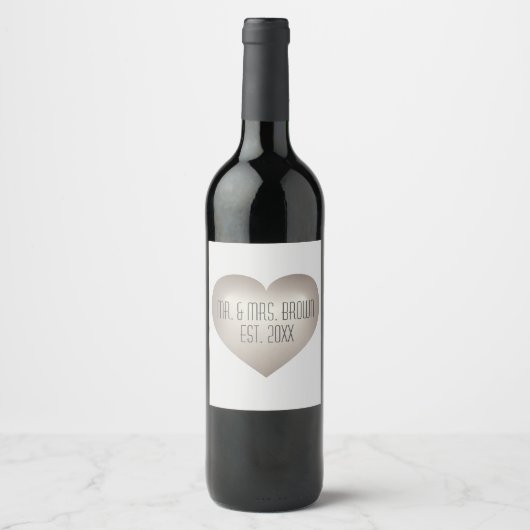 Mr. en mevrouw Silver Jubileum Heart Wine Label Wijn Etiket (Voorkant)