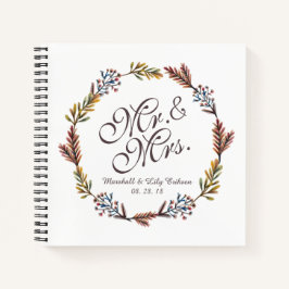 Mr. en mevrouw Simple Floral Wedding Guestbook Notitieboek