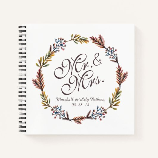 Mr. en mevrouw Simple Floral Wedding Guestbook Notitieboek (Voorkant)