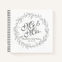 Mr. en mevrouw Simple Floral Wedding Guestbook Notitieboek