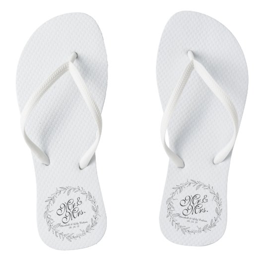 Mr. en mevrouw Simple Floral Wedding Teenslippers (Voetbed)