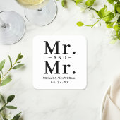 Mr en Mr Black and White Custom Wedding Monogram Kartonnen Onderzetters