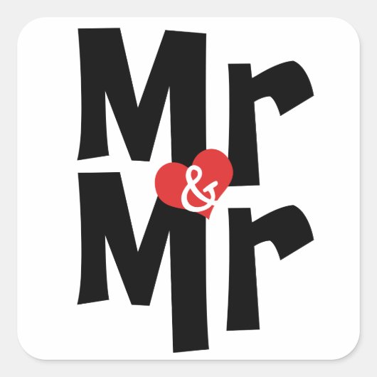 Mr. en Mr. Bold Modern Wedding Vierkante Sticker (Voorkant)