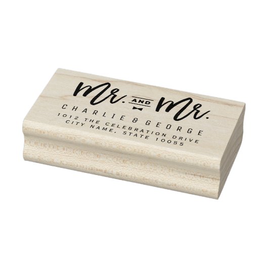 Mr en Mr Bow Stropdas Script Gay Bruiloft Rubber S Rubberstempel (Stempel)