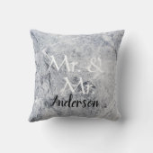 Mr. en Mr. Custom noemen grijs marmer gay bruiloft Kussen (Achterkant)