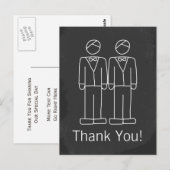 Mr en Mr Doodle Chalkboard Gay Wedding Dank je Briefkaart (Voorkant / Achterkant)