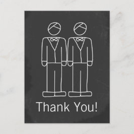 Mr en Mr Doodle Chalkboard Gay Wedding Dank je Briefkaart