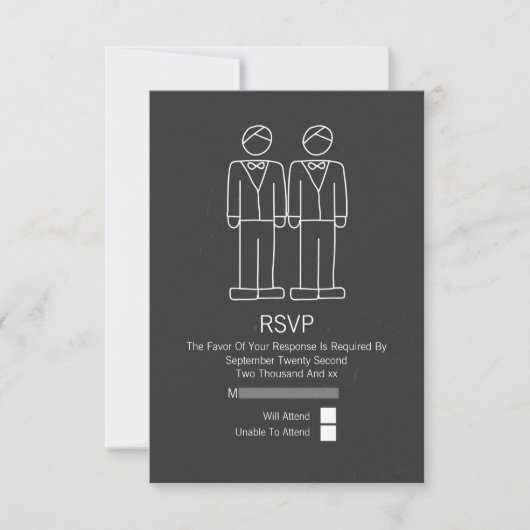 Mr en Mr Doodle Chalkboard Gay Wedding RSVP (Voorkant)