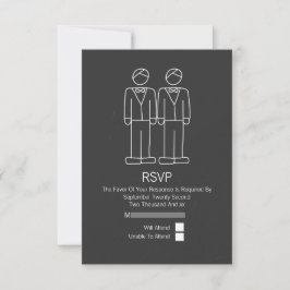 Mr en Mr Doodle Chalkboard Gay Wedding RSVP Kaartje