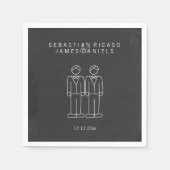 Mr en Mr Doodle Gay Wedding gepersonaliseerd Servet (Voorkant)