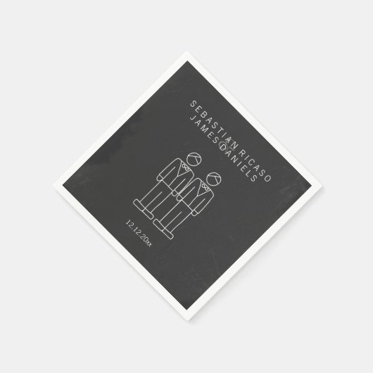 Mr en Mr Doodle Gay Wedding gepersonaliseerd Servet (Hoek)