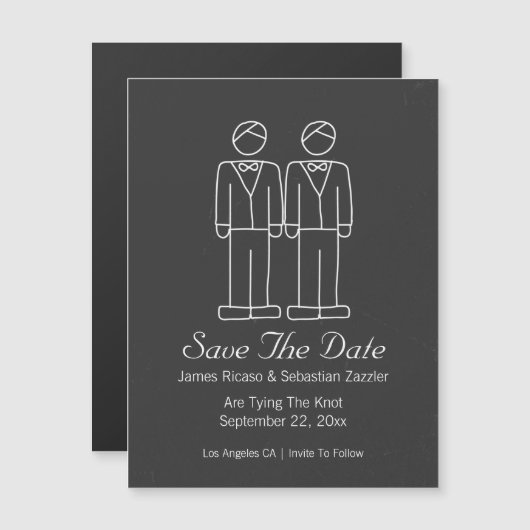 Mr. en Mr. Doodle Save The Date Homo Wedding Magnetische Uitnodiging (Voorkant / Achterkant)