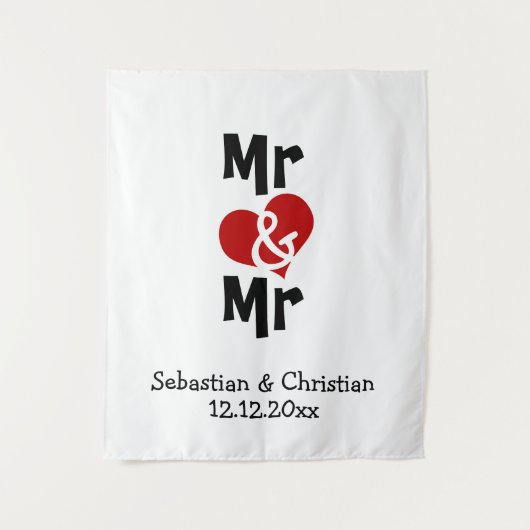 Mr. en Mr. Foto achtergrond gepersonaliseerde homo Wandkleed (Voorkant)