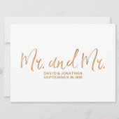 "Mr. en Mr." Gay Wedding Sign | Stijlvol koper Save The Date (Voorkant)